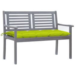 vidaXL Banco de jardín 2 plazas madera eucalipto gris y cojín 120 cm