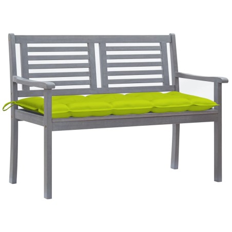 vidaXL Banco de jardín 2 plazas madera eucalipto gris y cojín 120 cm