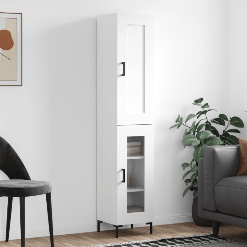 vidaXL Aparador alto madera contrachapada blanco 34,5x34x180 cm vidaXL Aparador alto madera contrachapada blanco 34,5x34x180 cm