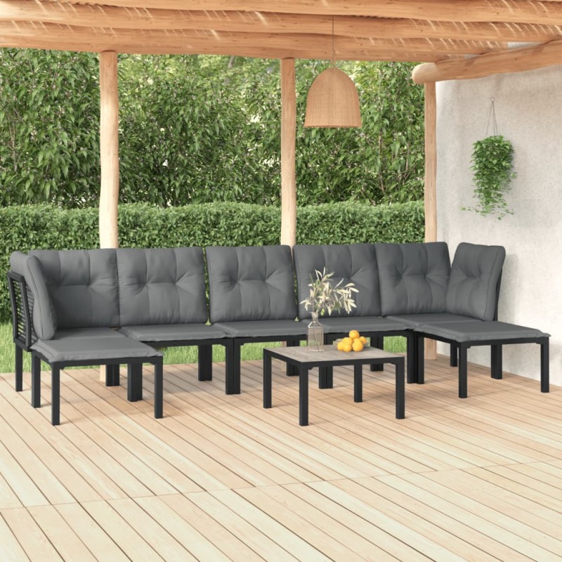 vidaXL Juego de muebles de jardín 8 pzas ratán sintético negro y gris vidaXL Juego de muebles de jardín 8 pzas ratán sintético negro y gris