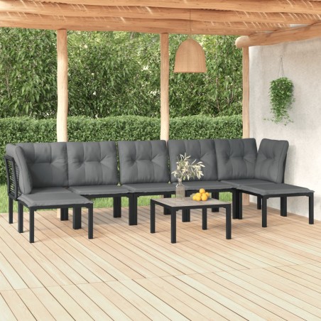 vidaXL Juego de muebles de jardín 8 pzas ratán sintético negro y gris
