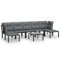 vidaXL Juego de muebles de jardín 8 pzas ratán sintético negro y gris vidaXL Juego de muebles de jardín 8 pzas ratán sintético negro y gris