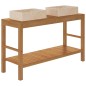 vidaXL Mueble tocador madera teca maciza con lavabos de mármol crema vidaXL Mueble tocador madera teca maciza con lavabos de mármol crema