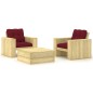 vidaXL Set muebles de jardín y cojines 3 pzas madera pino impregnada vidaXL Set muebles de jardín y cojines 3 pzas madera pino impregnada