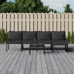vidaXL Juego de muebles de jardín 6 piezas acero con cojines gris