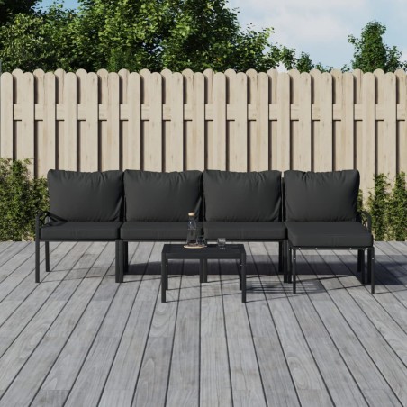 vidaXL Juego de muebles de jardín 6 piezas acero con cojines gris