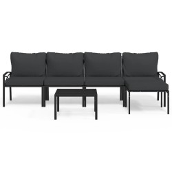 vidaXL Juego de muebles de jardín 6 piezas acero con cojines gris