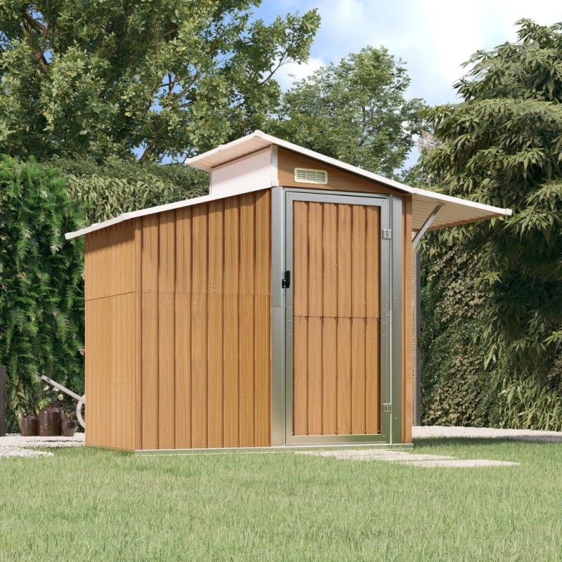 vidaXL Cobertizo de jardín acero galvanizado marrón 270x130x208,5 cm vidaXL Cobertizo de jardín acero galvanizado marrón 270x130x208,5 cm