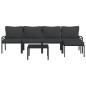 vidaXL Juego de muebles de jardín 6 piezas acero con cojines gris vidaXL Juego de muebles de jardín 6 piezas acero con cojines gris