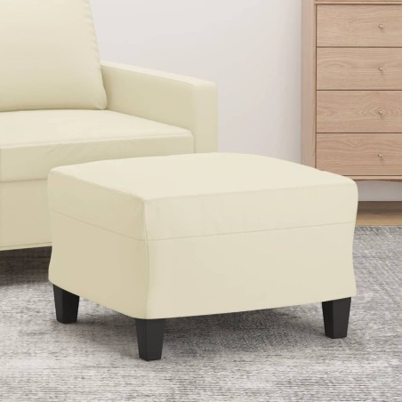 vidaXL Reposapiés de cuero sintético crema 60x50x41 cm