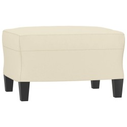 vidaXL Reposapiés de cuero sintético crema 60x50x41 cm