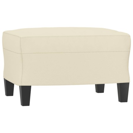 vidaXL Reposapiés de cuero sintético crema 60x50x41 cm