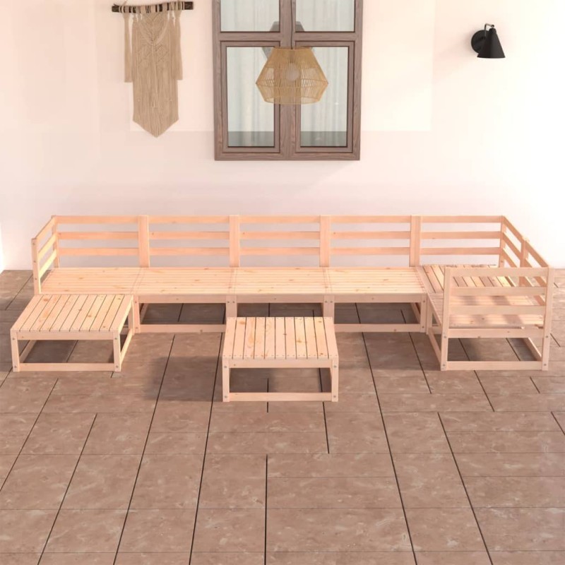 vidaXL Juego de muebles de jardín 8 piezas madera maciza de pino vidaXL Juego de muebles de jardín 8 piezas madera maciza de pino