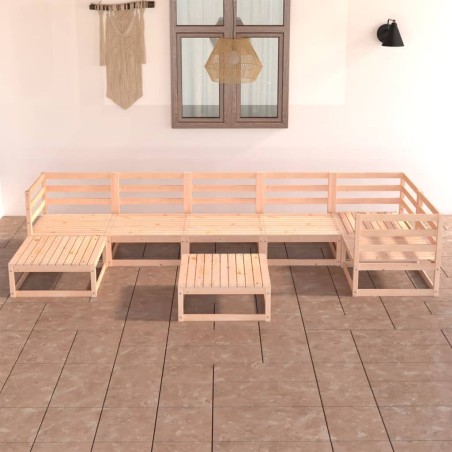 vidaXL Juego de muebles de jardín 8 piezas madera maciza de pino
