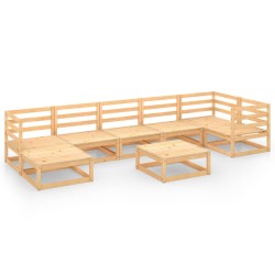 vidaXL Juego de muebles de jardín 8 piezas madera maciza de pino