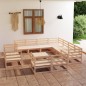 vidaXL Juego de muebles de jardín 12 piezas madera maciza de pino vidaXL Juego de muebles de jardín 12 piezas madera maciza de pino