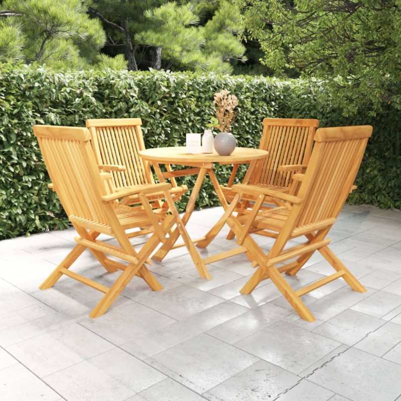 vidaXL Juego de comedor para jardín 5 piezas madera maciza teca vidaXL Juego de comedor para jardín 5 piezas madera maciza teca
