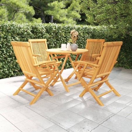 vidaXL Juego de comedor para jardín 5 piezas madera maciza teca