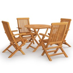 vidaXL Juego de comedor para jardín 5 piezas madera maciza teca