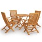 vidaXL Juego de comedor para jardín 5 piezas madera maciza teca vidaXL Juego de comedor para jardín 5 piezas madera maciza teca