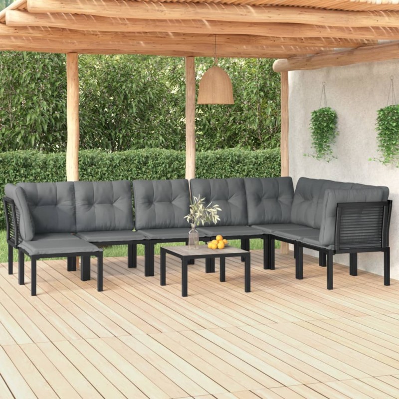 vidaXL Juego de muebles de jardín 9 pzas ratán sintético negro y gris vidaXL Juego de muebles de jardín 9 pzas ratán sintético negro y gris
