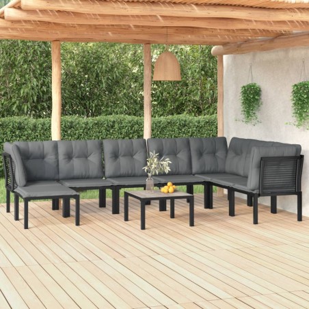 vidaXL Juego de muebles de jardín 9 pzas ratán sintético negro y gris