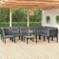 vidaXL Juego de muebles de jardín 9 pzas ratán sintético negro y gris vidaXL Juego de muebles de jardín 9 pzas ratán sintético negro y gris