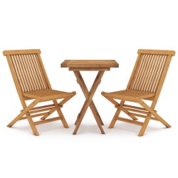 vidaXL Juego de comedor para jardín 3 piezas madera maciza de teca