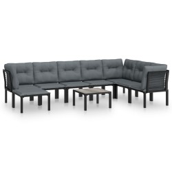 vidaXL Juego de muebles de jardín 9 pzas ratán sintético negro y gris