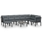 vidaXL Juego de muebles de jardín 9 pzas ratán sintético negro y gris vidaXL Juego de muebles de jardín 9 pzas ratán sintético negro y gris