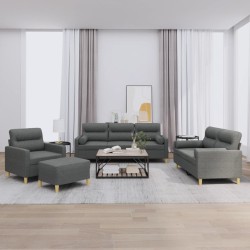 vidaXL Juego de sofás con cojines 4 piezas tela gris oscuro