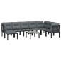 vidaXL Juego de muebles de jardín 9 pzas ratán sintético negro y gris vidaXL Juego de muebles de jardín 9 pzas ratán sintético negro y gris
