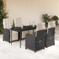 vidaXL Set de muebles jardín 5 pzas con cojines ratán sintético negro