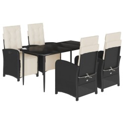 vidaXL Set de muebles jardín 5 pzas con cojines ratán sintético negro