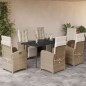 vidaXL Set comedor de jardín 7 pzas con cojines ratán sintético beige vidaXL Set comedor de jardín 7 pzas con cojines ratán sintético beige