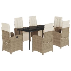 vidaXL Set comedor de jardín 7 pzas con cojines ratán sintético beige