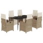 vidaXL Set comedor de jardín 7 pzas con cojines ratán sintético beige vidaXL Set comedor de jardín 7 pzas con cojines ratán sintético beige