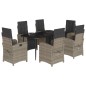 vidaXL Set comedor jardín 7 pzas y cojines ratán sintético gris vidaXL Set comedor jardín 7 pzas y cojines ratán sintético gris