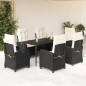 vidaXL Set de comedor de jardín 7 pzas y cojines ratán sintético negro vidaXL Set de comedor de jardín 7 pzas y cojines ratán sintético negro