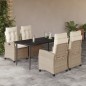 vidaXL Set comedor de jardín 5 pzas con cojines ratán sintético beige vidaXL Set comedor de jardín 5 pzas con cojines ratán sintético beige