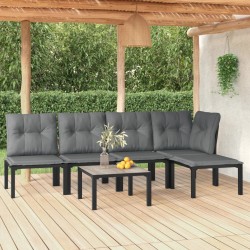 vidaXL Juego de muebles de jardín 6 pzas ratán sintético negro y gris