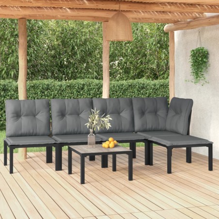 vidaXL Juego de muebles de jardín 6 pzas ratán sintético negro y gris