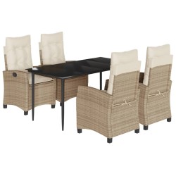 vidaXL Set comedor de jardín 5 pzas con cojines ratán sintético beige