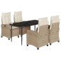 vidaXL Set comedor de jardín 5 pzas con cojines ratán sintético beige vidaXL Set comedor de jardín 5 pzas con cojines ratán sintético beige