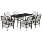 vidaXL Set de comedor de jardín 7 pzas y cojines ratán sintético negro vidaXL Set de comedor de jardín 7 pzas y cojines ratán sintético negro