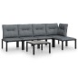 vidaXL Juego de muebles de jardín 6 pzas ratán sintético negro y gris