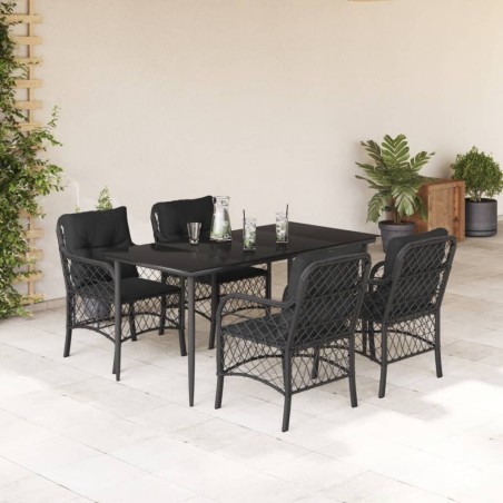 vidaXL Set de muebles jardín 5 pzas con cojines ratán sintético negro