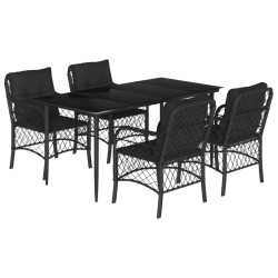 vidaXL Set de muebles jardín 5 pzas con cojines ratán sintético negro