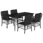 vidaXL Set de muebles jardín 5 pzas con cojines ratán sintético negro vidaXL Set de muebles jardín 5 pzas con cojines ratán sintético negro