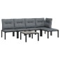 vidaXL Juego de muebles de jardín 6 pzas ratán sintético negro y gris